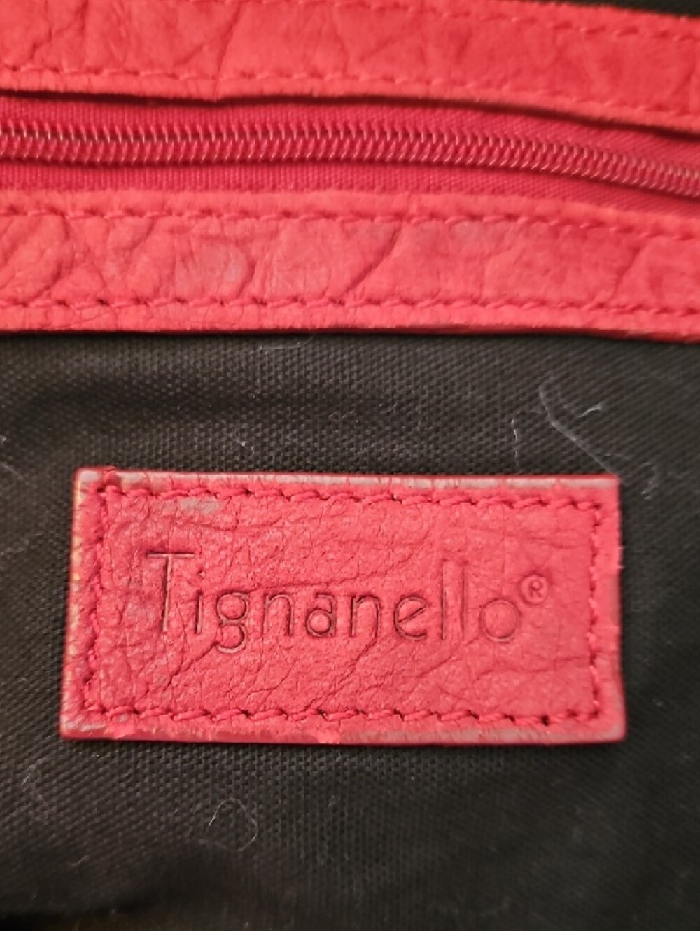 Tignanello Red Leather Shoulder Bag - Picture 2 of 8